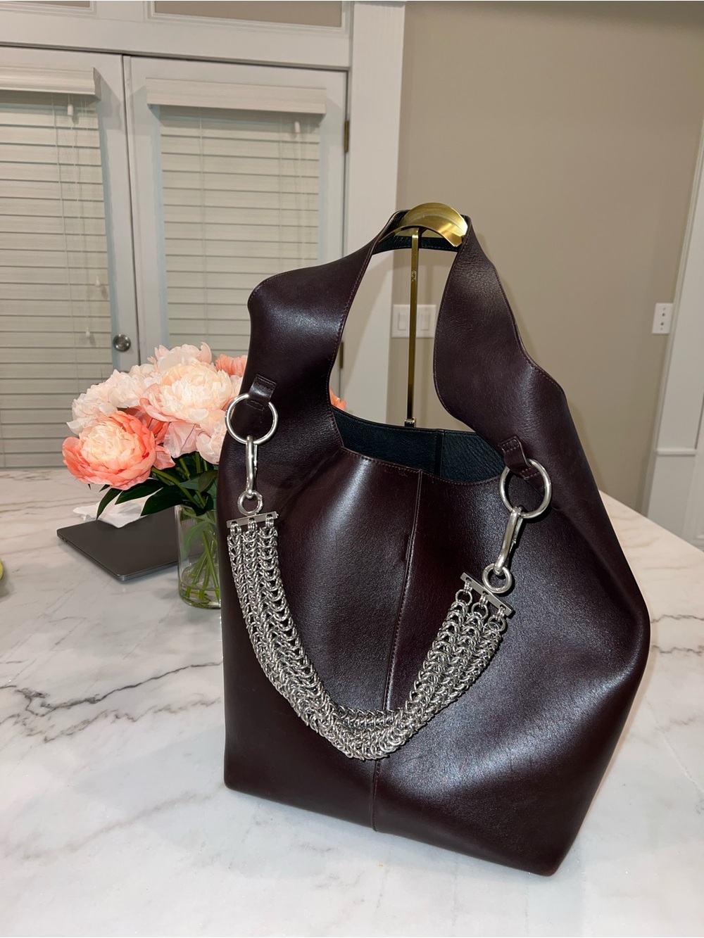 Alexander Wang Genesis Box Chain Chocolate Leather